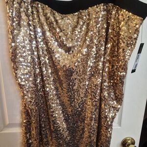 Worthington Gold Sequin Midi Skirt
